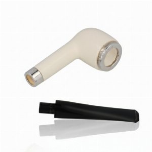Block Meerschaum Pfeife Billard Army + Top glatt Ring + Top Silber im Maß-Etui