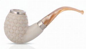 Block Meerschaum Pfeife Egg Silberring Flechtmuster