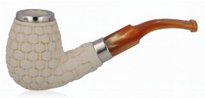 Block Meerschaum Pfeife Egg Silberring Flechtmuster