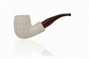 Block Meerschaumpfeife Large rustiziert Half Bent Egg im Maß-Etui