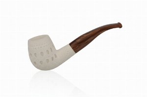 Block Meerschaumpfeife Medium rustiziert Half Bent Egg im Maß-Etui
