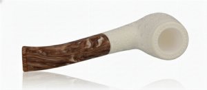 Block Meerschaumpfeife Medium rustiziert Half Bent Classic im Maß-Etui