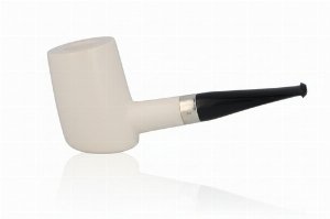 Block Meerschaumpfeife Poker weiß Large im Etui