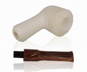 Block Meerschaumpfeife XL rustiziert Dublin im Maß-Etui