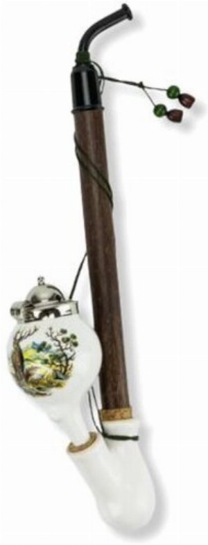 Gesteckpfeife aus Porzellan mit Jagdmotiv Rehbock Kopfform Kugel 30cm mit Kugeln