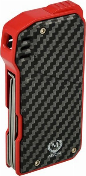 Myon Softflame Pfeifenfeuerzeug mit Tool Rot/Carbon