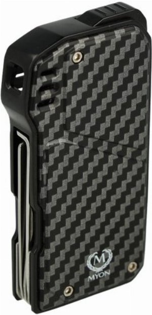 Myon Softflame Pfeifenfeuerzeug mit Tool Schwarz/Carbon