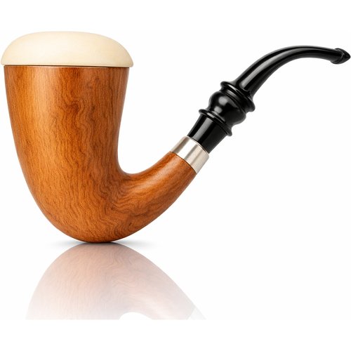 Block Meerschaumpfeife Calabash - Stil Silberring im Maß - Etui - B-Ware