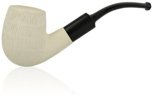 Block Meerschaumpfeife Sattelmundstück weiß Large Rustic im Etui