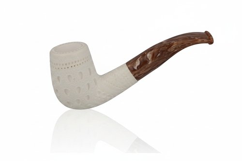 Block Meerschaumpfeife Medium rustiziert Half Bent Classic im Maß-Etui