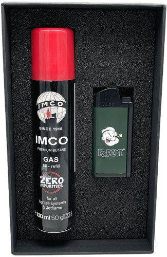 IMCO Popeye Pfeifenfeuerzeug Grün mit Feuerzeuggas 100ml
