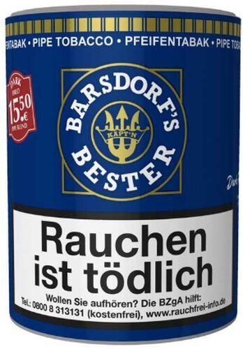 Käptn Barsdorf Bester Pfeifentabak Dark Fired 160g Dose 