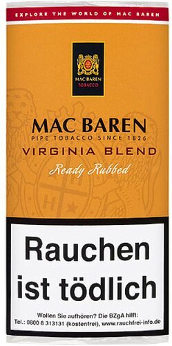 Mac Baren Pfeifentabak Virginia Blend Ready Rubbed 50g Päckchen