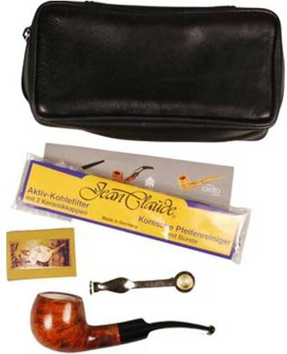 Pfeifen-Einsteigerset Leder/Pfeife m.Meerschaumfutter